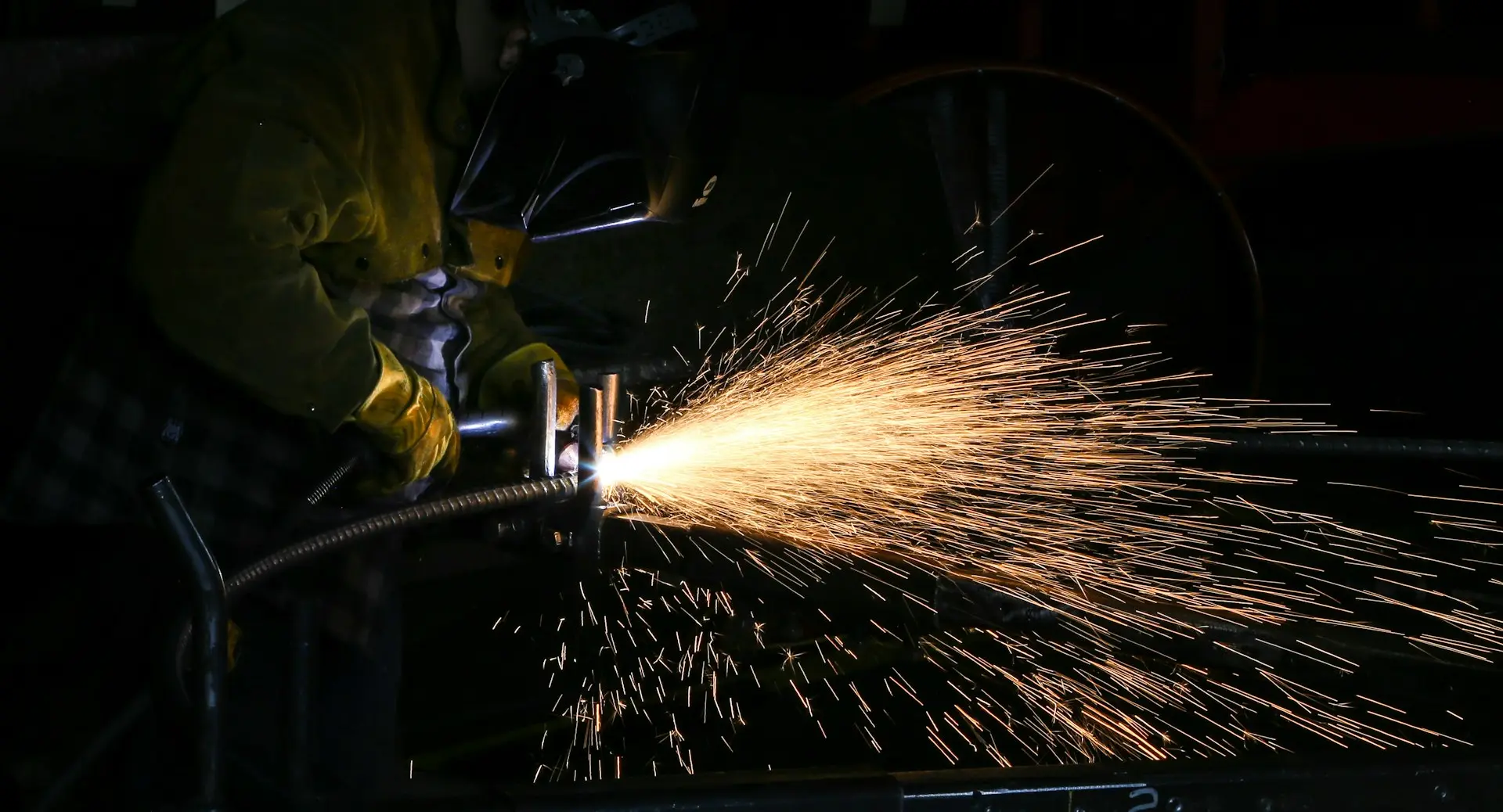 time lapse photography of welding man